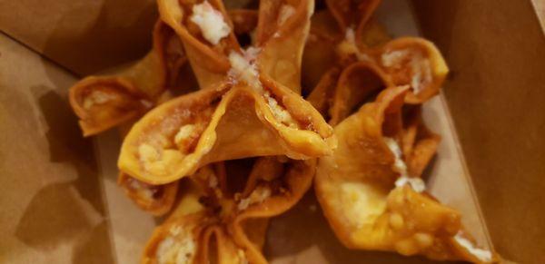 Crab rangoons with no crab.  The description is accurate cream cheese filled, so why call it crab rangoons?