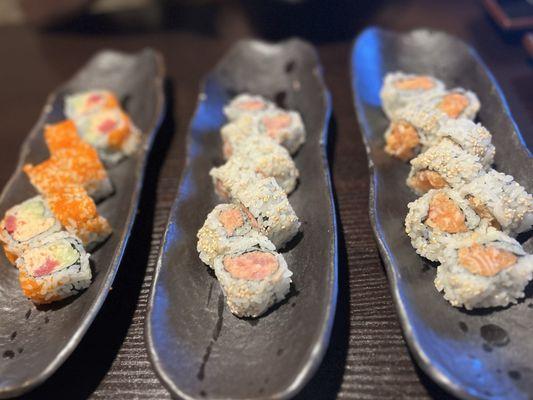 Spicy salmon, spicy tuna, ushio roll