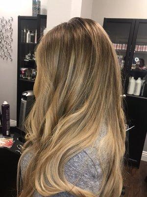 Full balayage on a natural blonde.