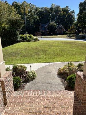 Brown spots and weeds throughout front yard -after 4 treatments from Turf Pride