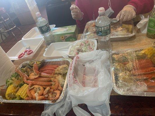 steamed platter with crab salad