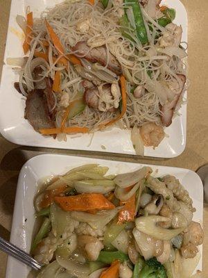 House special rice noodles and seafood stir fry