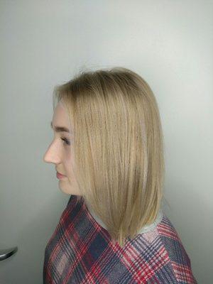 Balayage with Halo framing and haircut by Ash