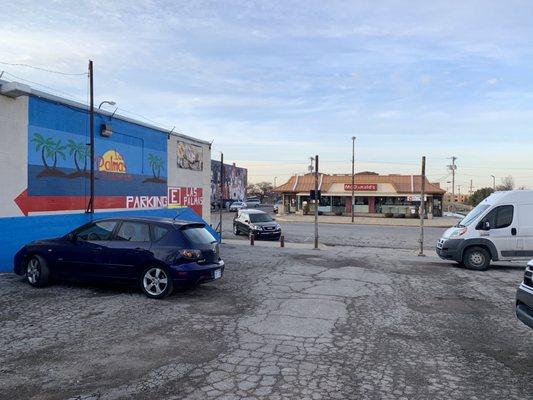 Slightly narrow parking lot for Las Palmas, but also plenty of street parking out front.