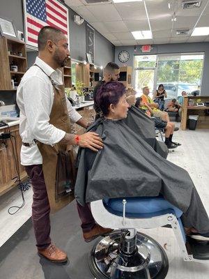 Mom getting her fade on!