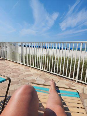 Relaxed by the pool.