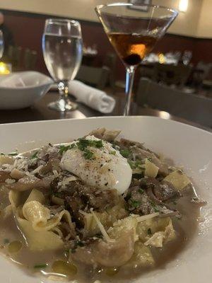 Mushroom Tagliatelle with poached egg