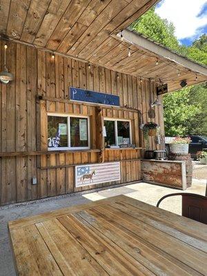 Great Patio and outdoor seating. Outside To-Go window