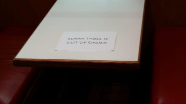 This table was "out of order"!