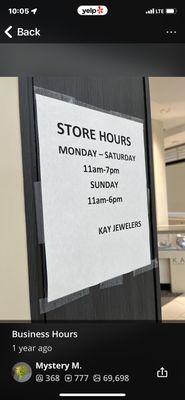 Store hours!!