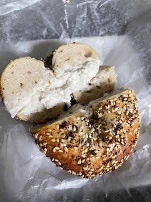 Everything bagel with tofu cream cheese