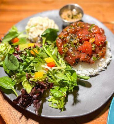 Ahi poke plate with matsuri sauce