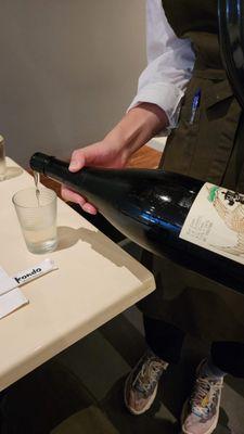 A huge pour of Sesshu Otokoyama Sake!