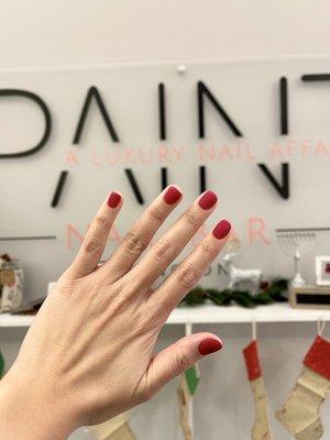 Red matte gel manicure