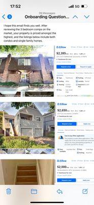 These are the comps Ziprent used for their price suggestions. Some being in North Sacramento in a a very different market.