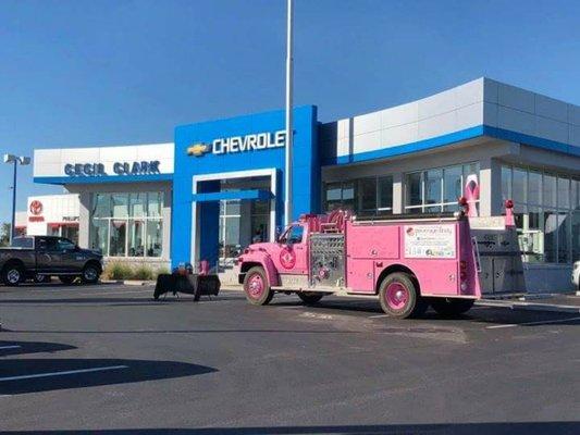 Lake County Firefighter Charity Big Pink Fire Truck at our Halloween Trick or Treat event