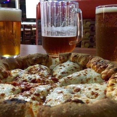 Deep Dish Pizza and Beer