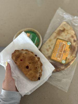 Mushroom Empanada, Pumpkin Roti, & Palak Paneer