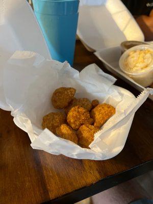 This is the extra charge appetizer of corn nuggets.