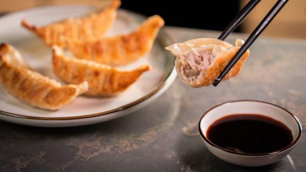 Pan fried pork dumpling.