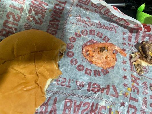 I found a roach on my burger. This is the last time I will be eating here. Disgusting.