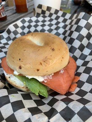 B L A - bagel, lox, and avocado with Herb & Chive cream cheese