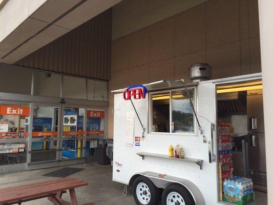 Tiny burrito stand out the Home Depot at 3130 S. Sheridan. Right by the exit door.