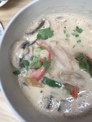 Tom Kha soup with shrimps.