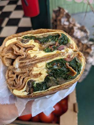 Spinach, egg and mushroom wrap