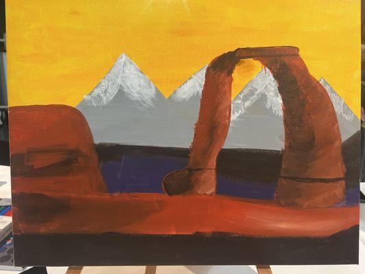 This is the Delicate Arch we painted. Not too bad for my first painting!