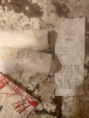 Receipt with tacos I did not order.