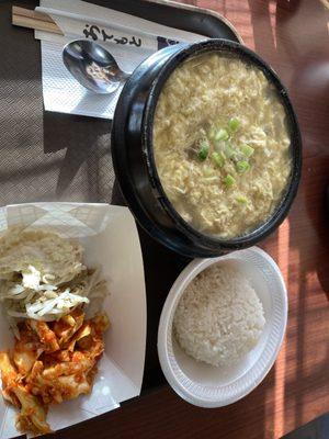 Oxtail soup, rice and sides