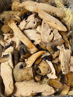 Chicken & mushrooms over hidden pasta