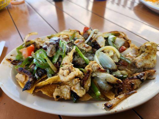 I had the half order of texano nachos. So much steak, chicken, and shrimp! It had such a great flavor!