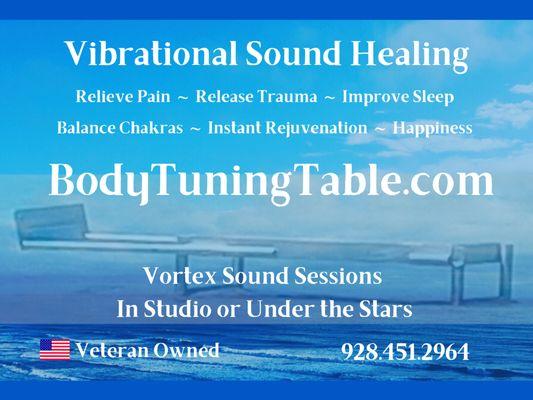 Vibrational Sound Healing with the World's ONLY Body Tuning Table™ 
 Personalized LOVEabies™ that Soothe Your Body, Mind, and Soul.