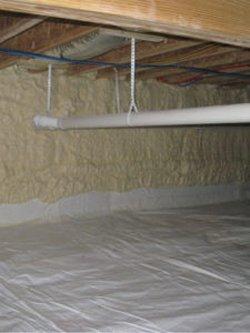 Basement spray foam insulation job