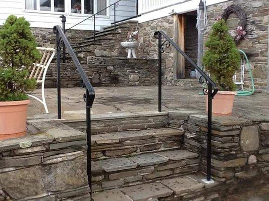 Custom Made Solid Iron Railings on Stone Front Steps