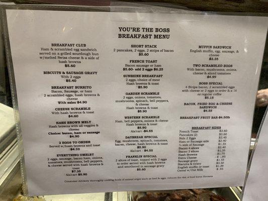 Breakfast Menu!