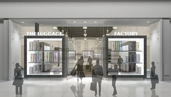 Fashion Outlets of Chicago, Retail Architecture, Store Design, Luggage Store