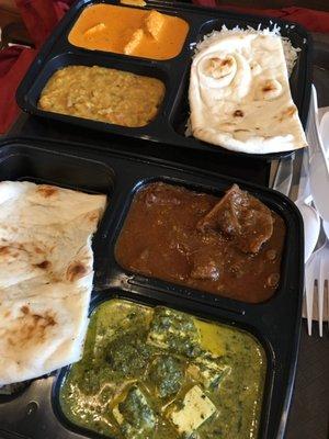 Goat & saag, Butter chicken & daal lunchboxes