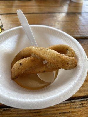 Buñuelos - fried dough in a syrup