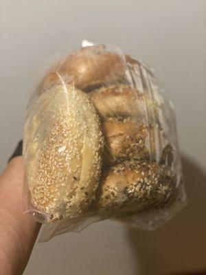 Half dozen frozen assorted bagels