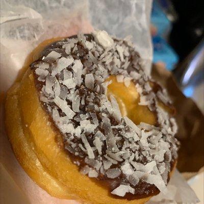 Chocolate glazed coconut donut