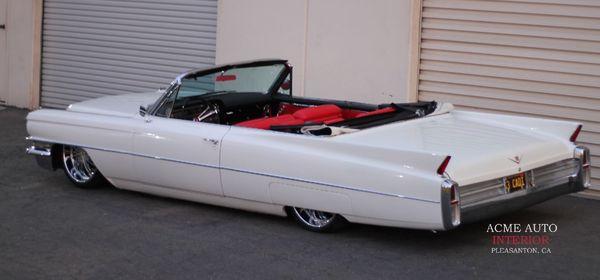 1963 Cadillac Full interior incl, red leather,  red carpet and made new door panels and door cards  sent all the chrome out to be redone