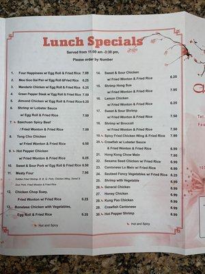 Lunch Menu