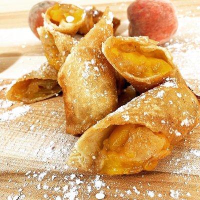 Peach cobbler spring rolls!