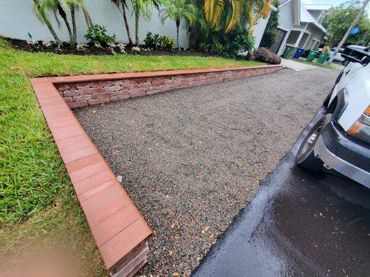 Palms, plants, Sod, irrigation, wall and new parking space installed by us