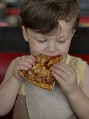 He insisted it was chocolate when he picked it out! But he loved the barbecue chicken pizza!