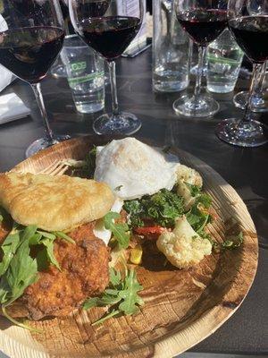 Chicken sandwich and cauliflower salad