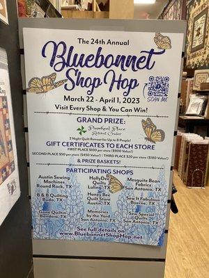 This location is part of the Bluebonnet Shop Hop! Fun!